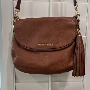 Michael Kors Cognac Pebbled Leather Crossbody with Tassel
